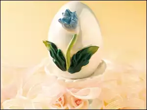 Wielkanocne, Kwiatek, Jajo, Niebieski