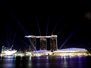 Singapur, Nocą, Marina Bay Sands, Panorama