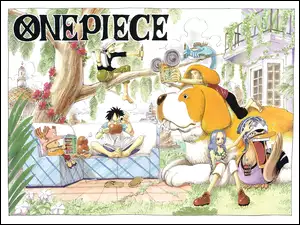 One Piece, kanapa, pies, ludzie