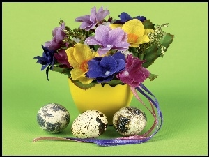 Wielkanoc, Kolorowe, Nakrapiane, Kwiatki, Jaja