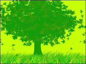 Grafika, Zielone, Drzewo