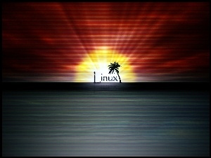 Linux, Słońca, Morze, Zachód
