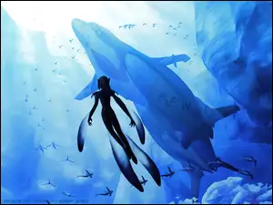 Blue Submarine, zwierzęta, pod wodą, postacie