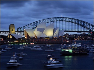 Sydney Opera House, Australia, Zatoka Port Jackson, Sydney, Most Sydney Harbour Bridge