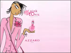 kobieta, flakon, pink, Azzaro, rysunek, tonic, perfumy