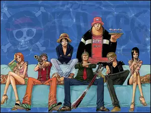 One Piece, broń, ludzie, kanapa