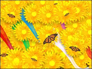 Motylki, Żółte, Kwiatki