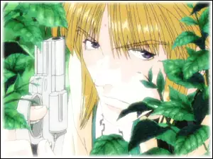 Saiyuki, facet, pistolet, drzewo
