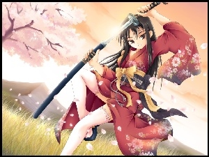 Miecz, Dziewczyna, Kimono