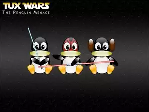 Linux, grafika, pingwin, wojownik