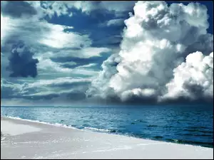 Chmury, Plaża, Morze