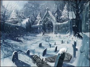 Cmentarz, Zima, Śnieg