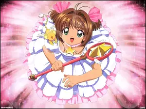 Cardcaptor Sakura, kij, sukienka, dziewczyna