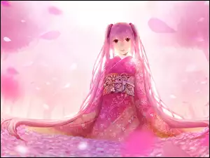 Kimono, Dziewczynka, Różowe