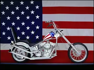 Srebrny, USA, Motocykl, Flaga