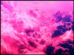 Chmury, Różowe, Niebo
