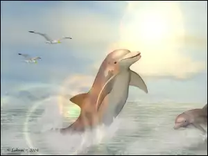 3D, Delfiny, Morze