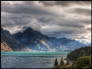 Jezioro, Nowa Zelandia, Góry, Queenstown