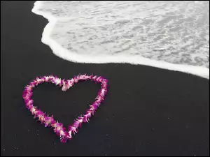 Kwiaty, Plaża, Serce