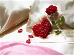 Łóżko, 3D, Róża, Serce