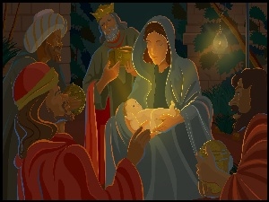 Trzej, Mały, Boże, Jezusek, Narodzenie, Królowie