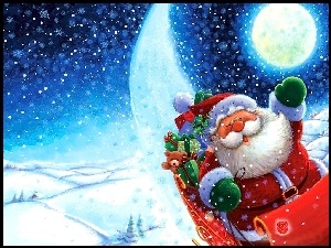Śnieg, Mikołaj, Sanie