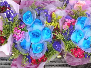 Róże, Bukiety, Niebieskie