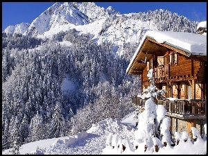 Zima, Dom, Góry, Drewniany
