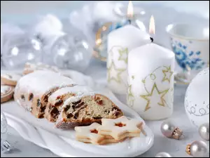 Ciasto, Boże Narodzenie, Białe, Świece