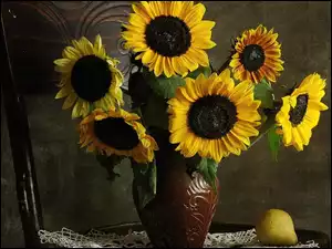 Wazon, Kwiaty, Słoneczniki