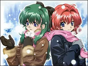 dziewczyny, Onegai Twins, śnieg