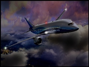 Chmury, Samolot, Boeing