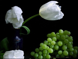 Białe, Winogrona, Tulipany, Zielone