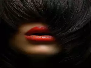 Kobieta, Włosy, Czerwone, Usta