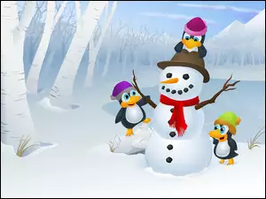 Pingwiny, Zima, Bałwan