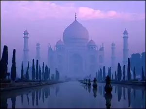 Mgła, Indie, Mauzoleum, Agra, Tadź Mahal