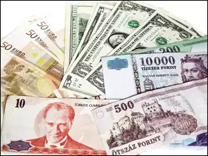 Banknoty, Euro, Dolary, Forinty