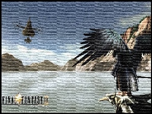 Final Fantasy, góry, ptak, postać, skrzydła