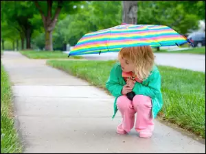 Parasol, Dziewczynka, Kolorowy
