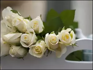 Łóżko, Białe, Róże