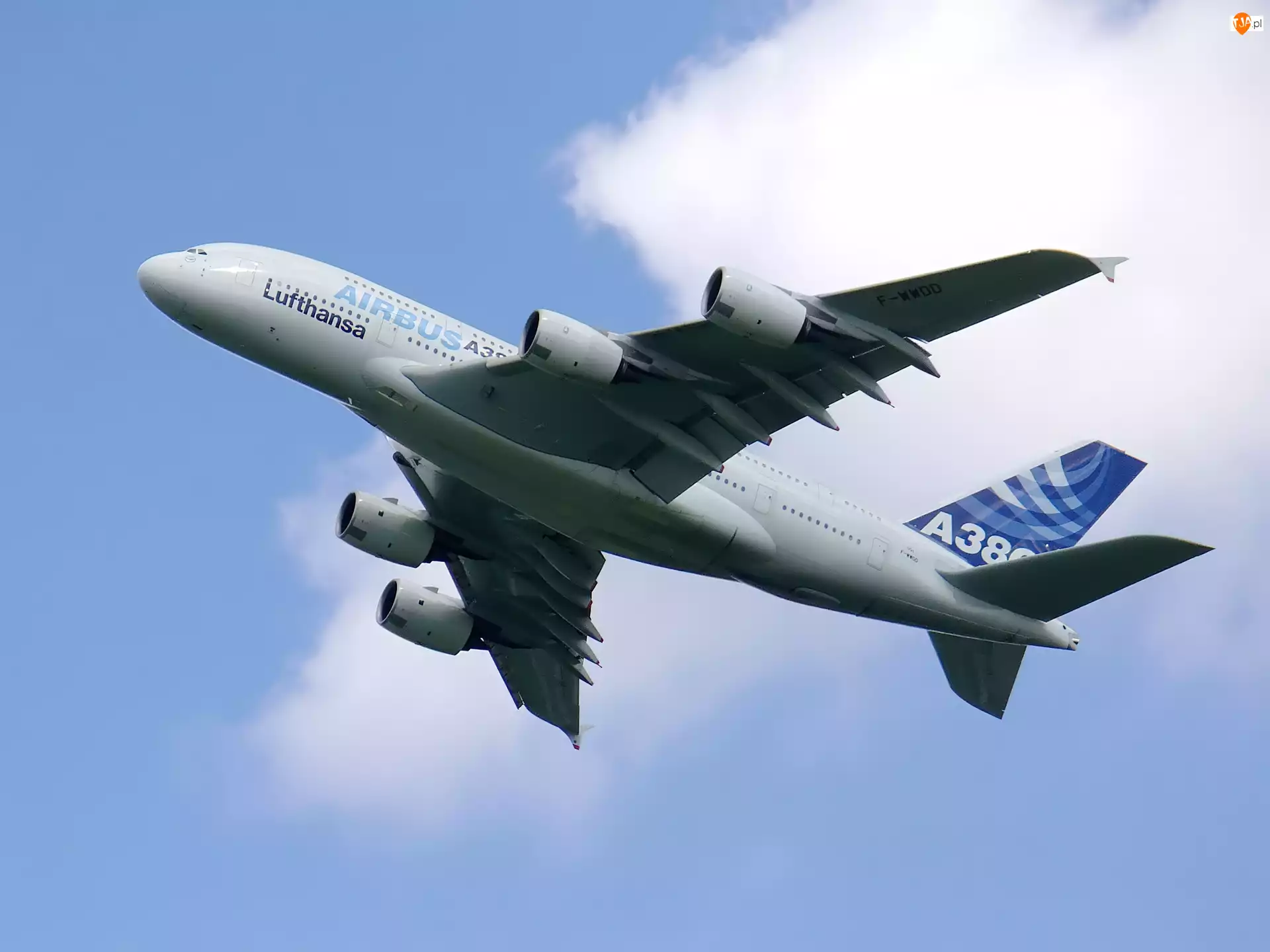 Silniki, Samolot, Airbus A380, Niebo
