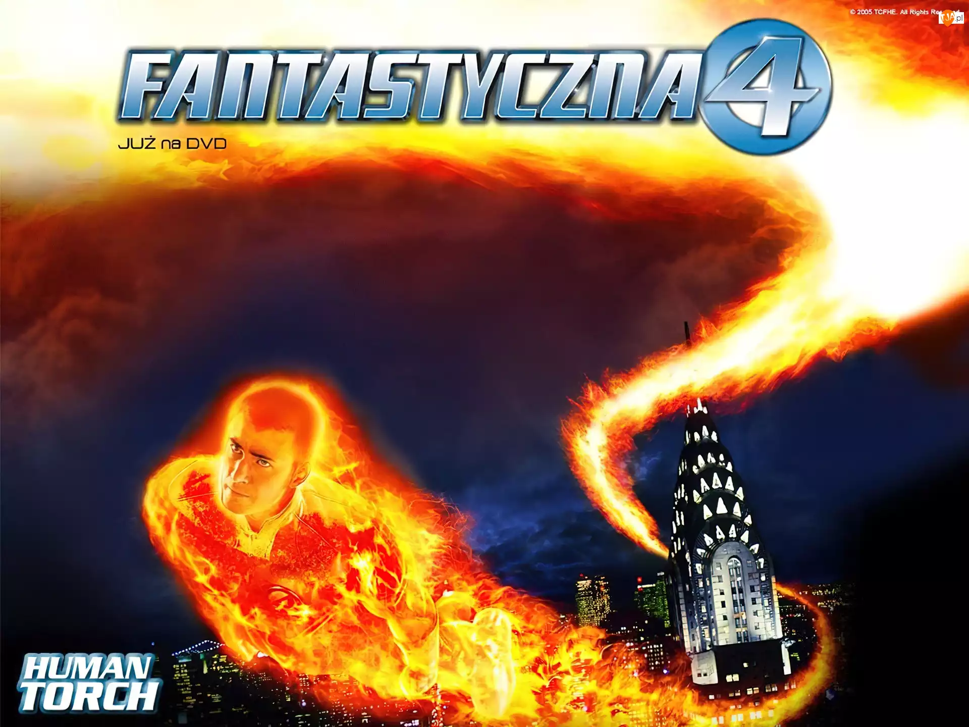 Fantastic Four 1, Chris Evans, ogień, miasto