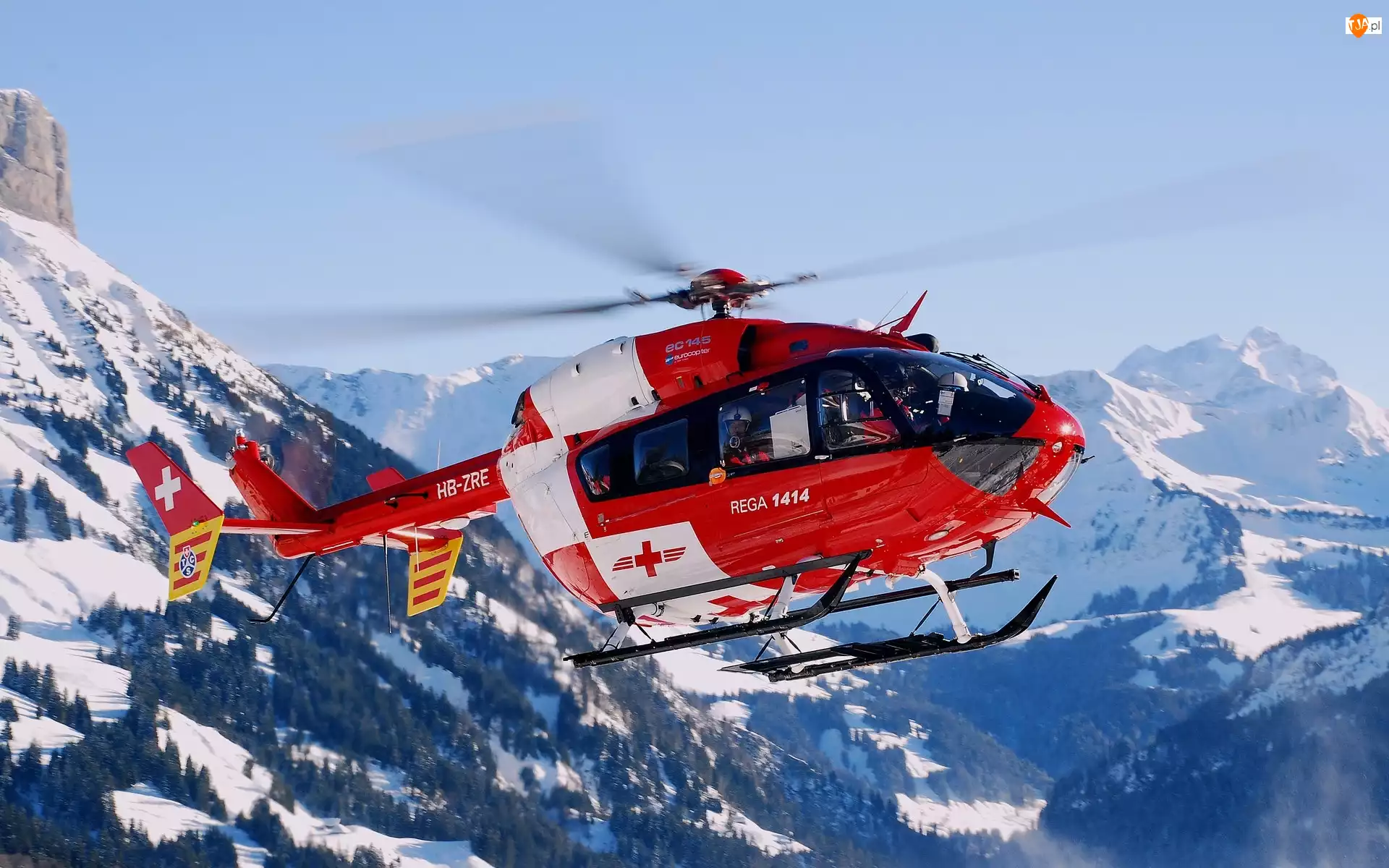 Zima, Szwajcaria, Góry, Helikopter