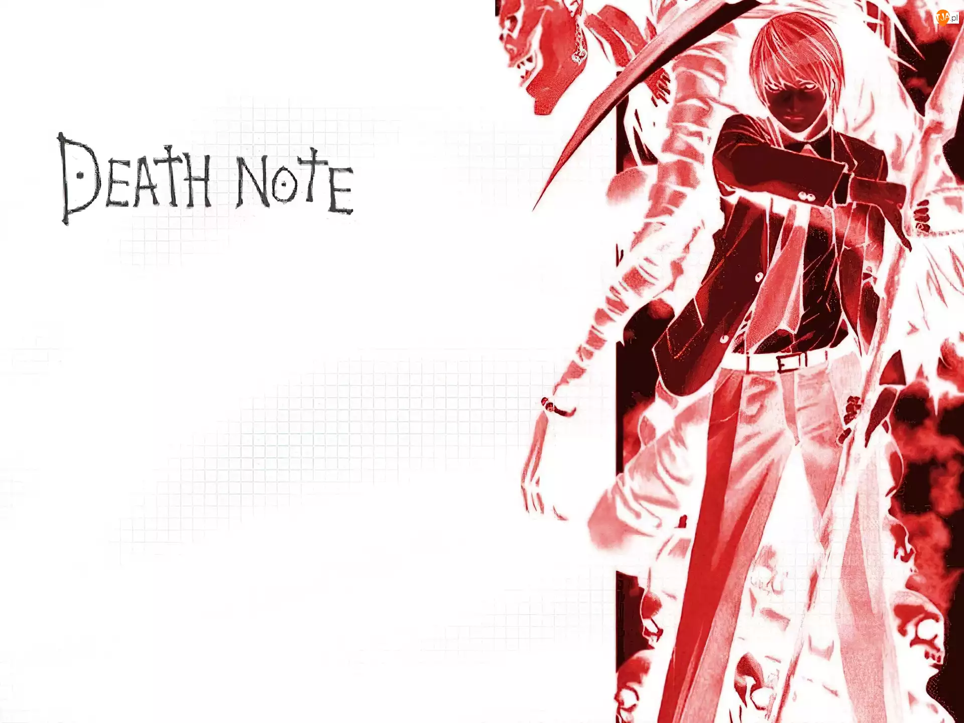chłopak, Death Note, negatyw, kosa, marynarka