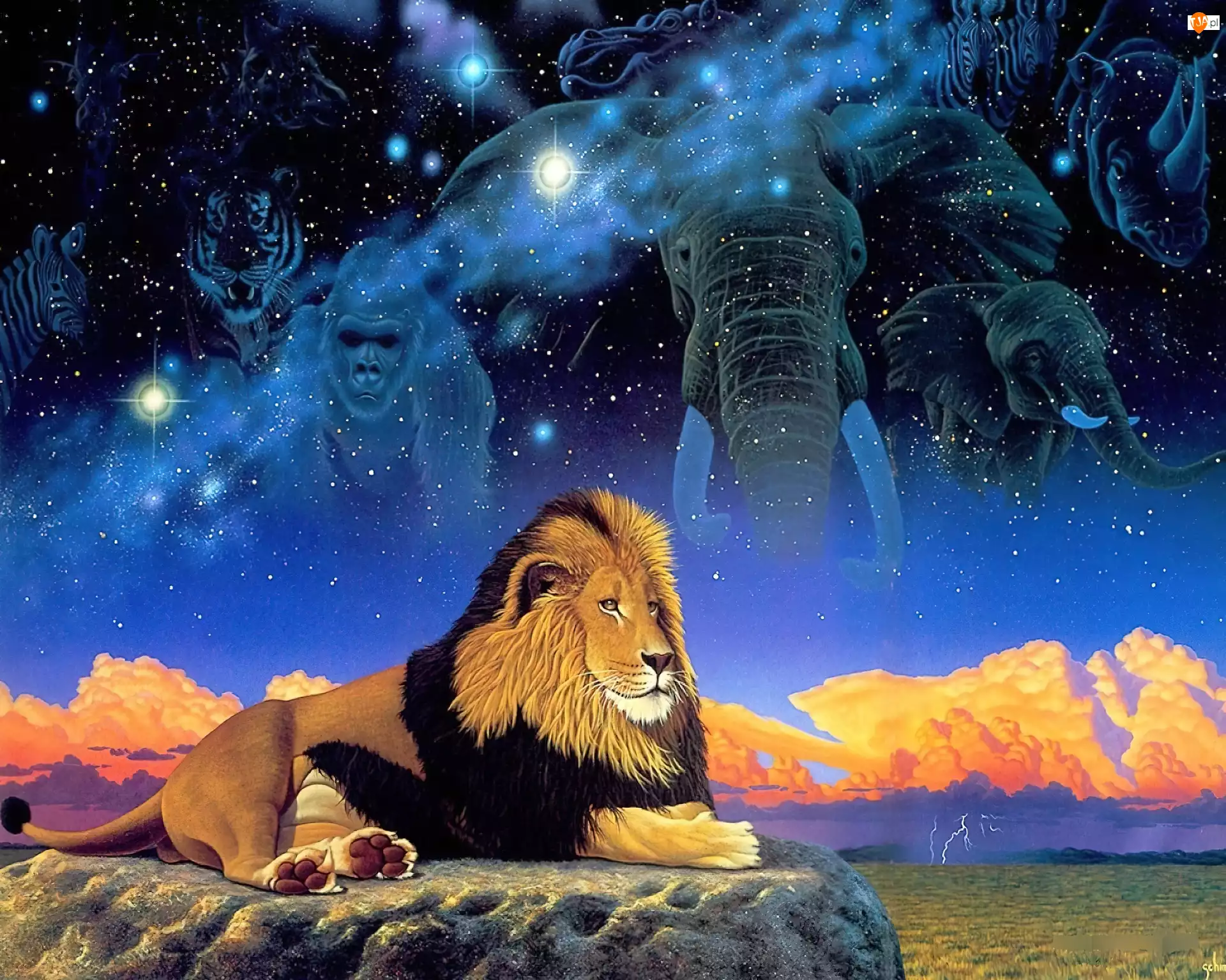 Słoń, Góry, The Lion King, Król Lew, Małpa
