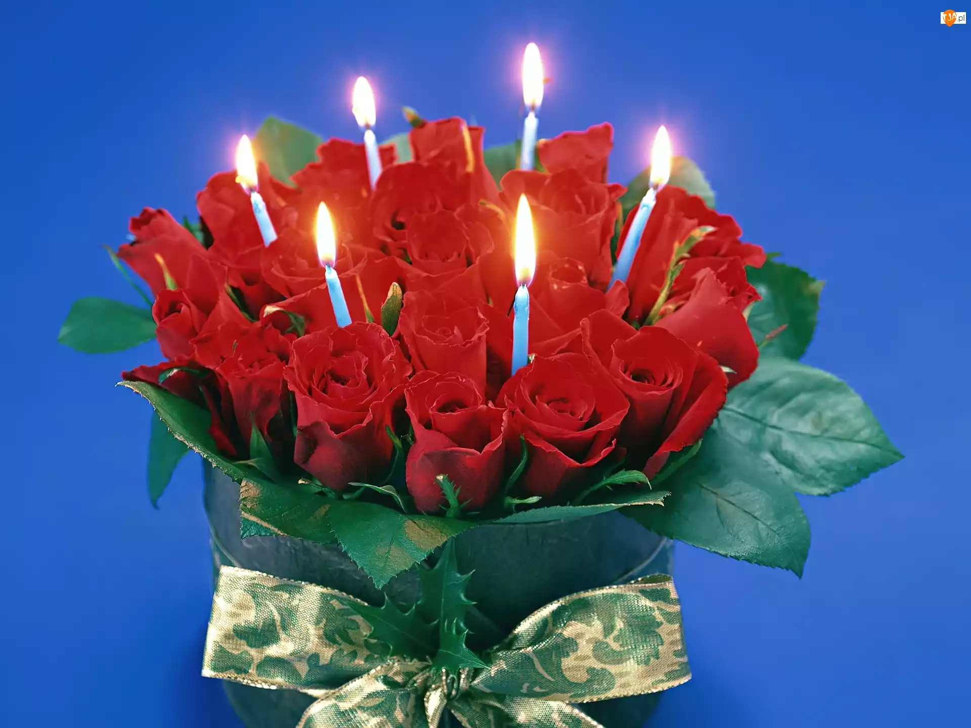 Czerwone, Urodzinowe, Róże, Świeczki
