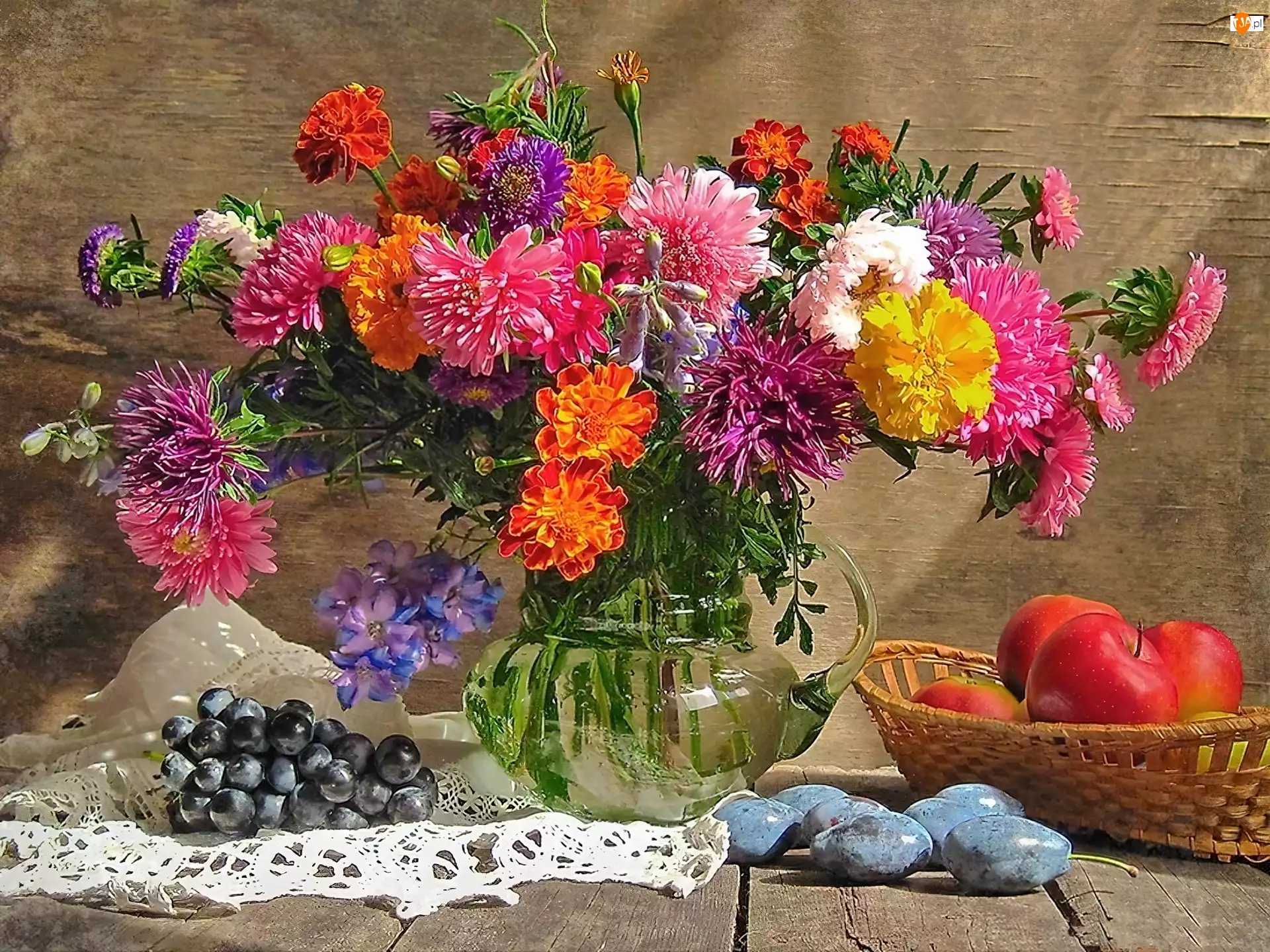 Owoce, Bukiet, Jesiennych, Kwiatów