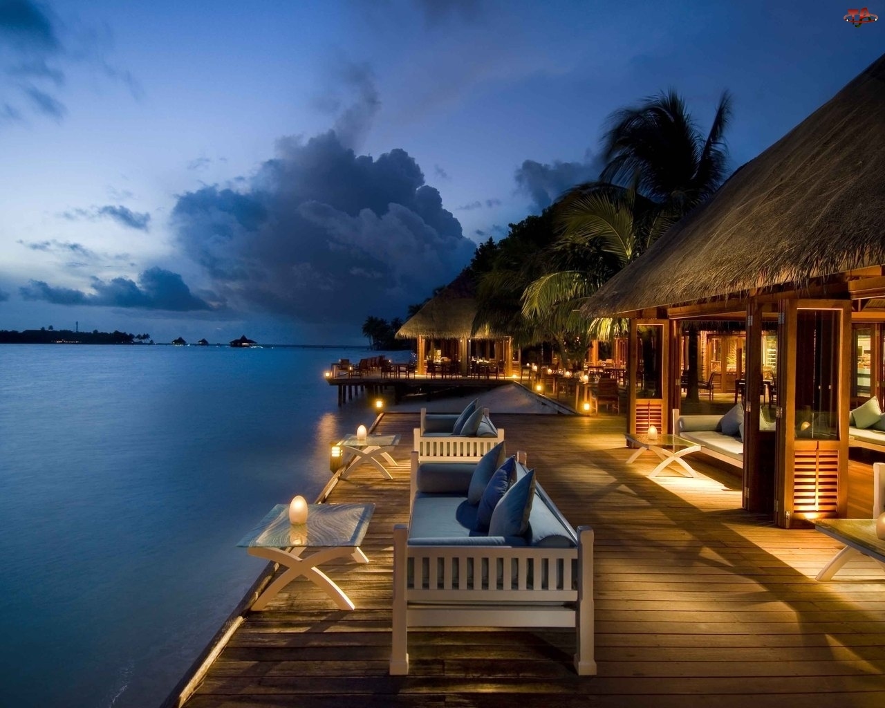 Malediwy, Hoteliki, Ocean, Molo