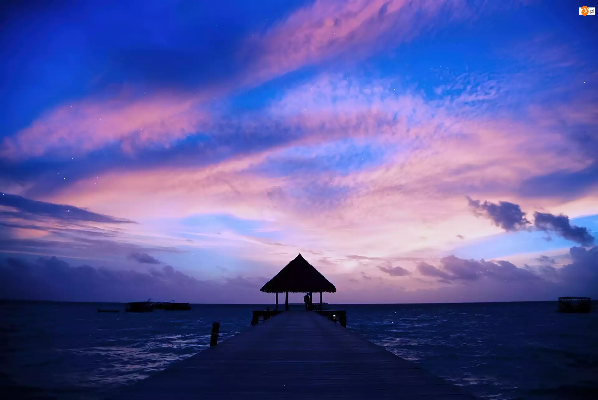Niebo, Malediwy, Ocean, Molo