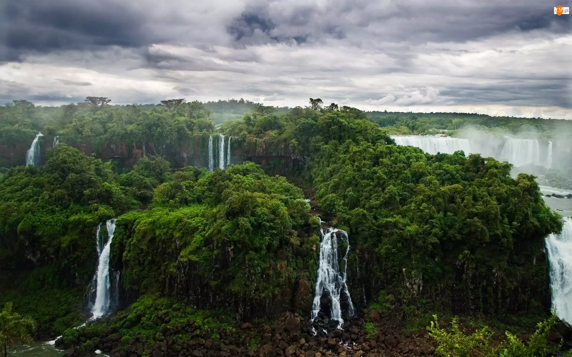 Lasy, Brazylia, Iguazu, Wodospady, Niebo